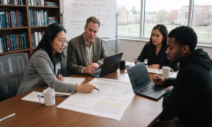 Academic researchers reviewing a computing research manuscript